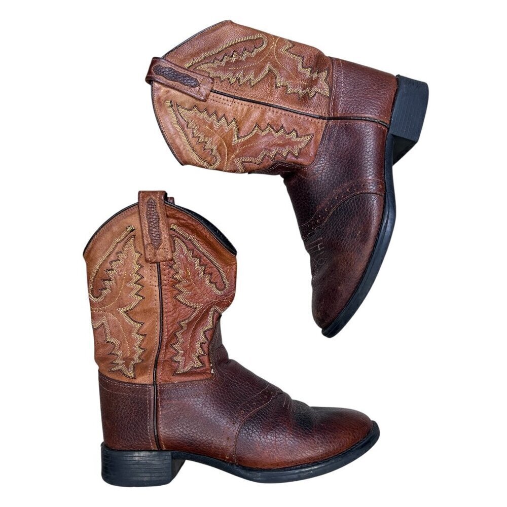 Old West Tan Youth Rust Toe Cowboy Boots 5.5 Boys